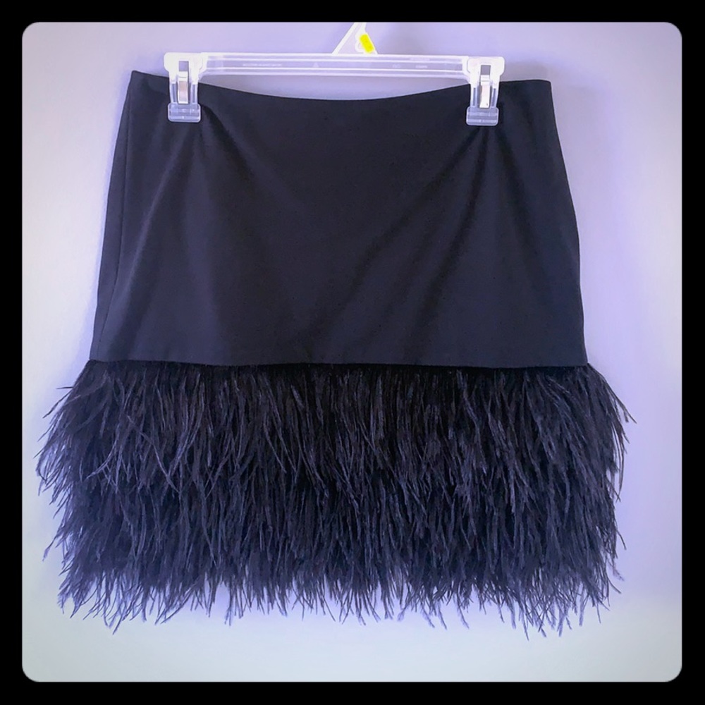 Feathered Black Mini Skirt